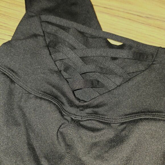 BOMBSHELL "SEXY BACK" SPORTSWEAR Sz XS Black Logo Workout Athletic Leggings - Picture 2 of 5